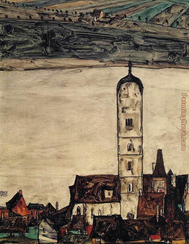 Church in Stein on the Danube painting - Egon Schiele Church in Stein on the Danube art painting